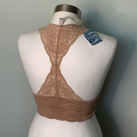 FREE PEOPLE NWT NUDE TAN LACE RACERBACK BRALETTE SIZE XS - Picture 6 of 9